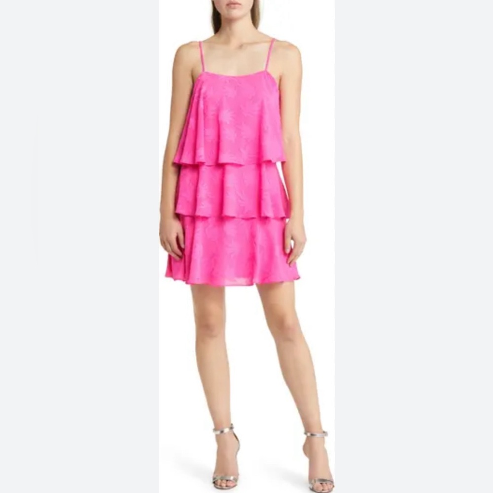 Sam Edelman Tiered Ruffle Minidress Pink Size Large